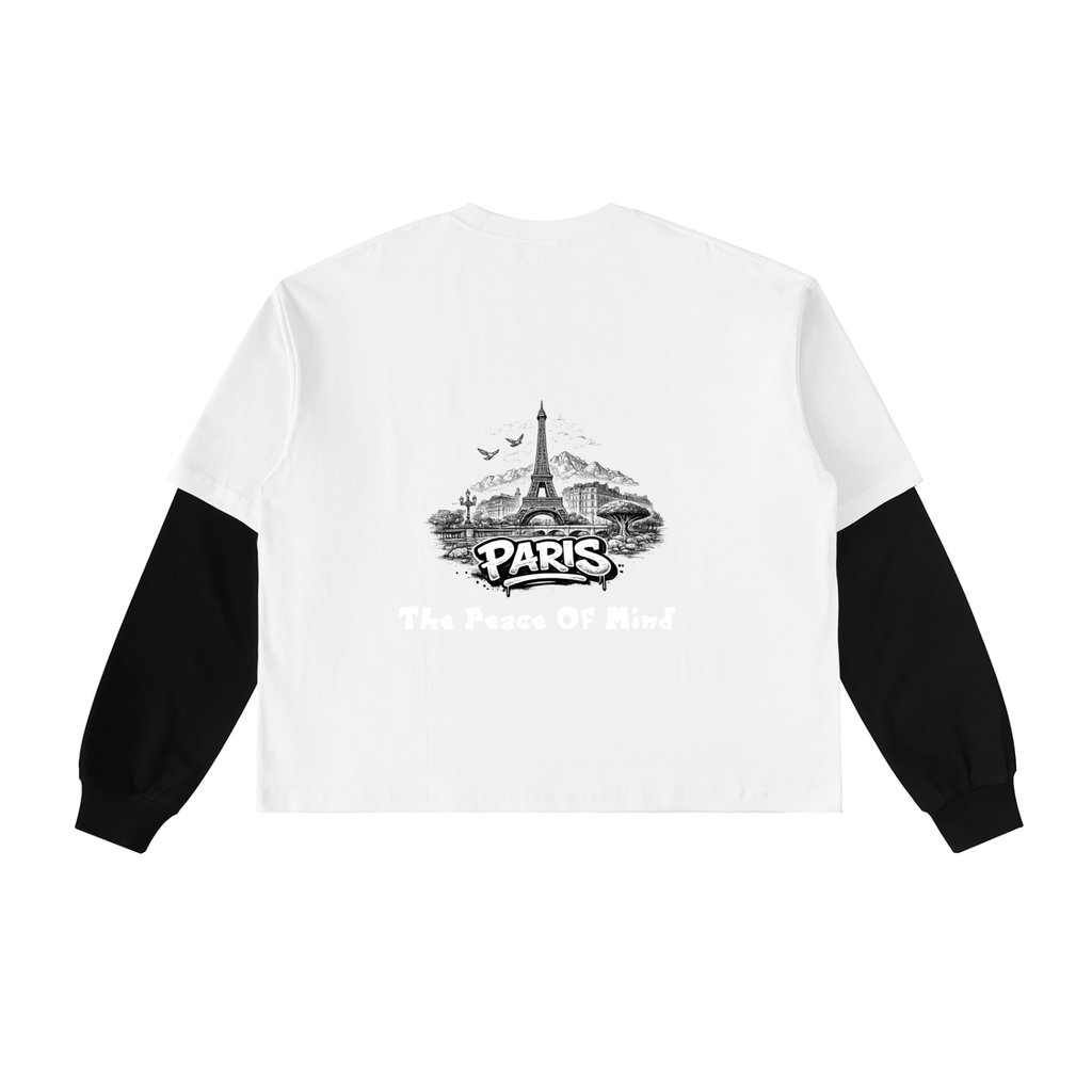 Layered Contrast Sleeve Cotton T-Shirt