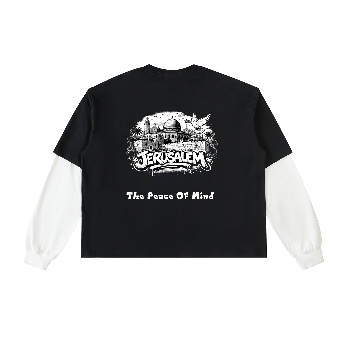 Layered Contrast Sleeve Cotton T-Shirt