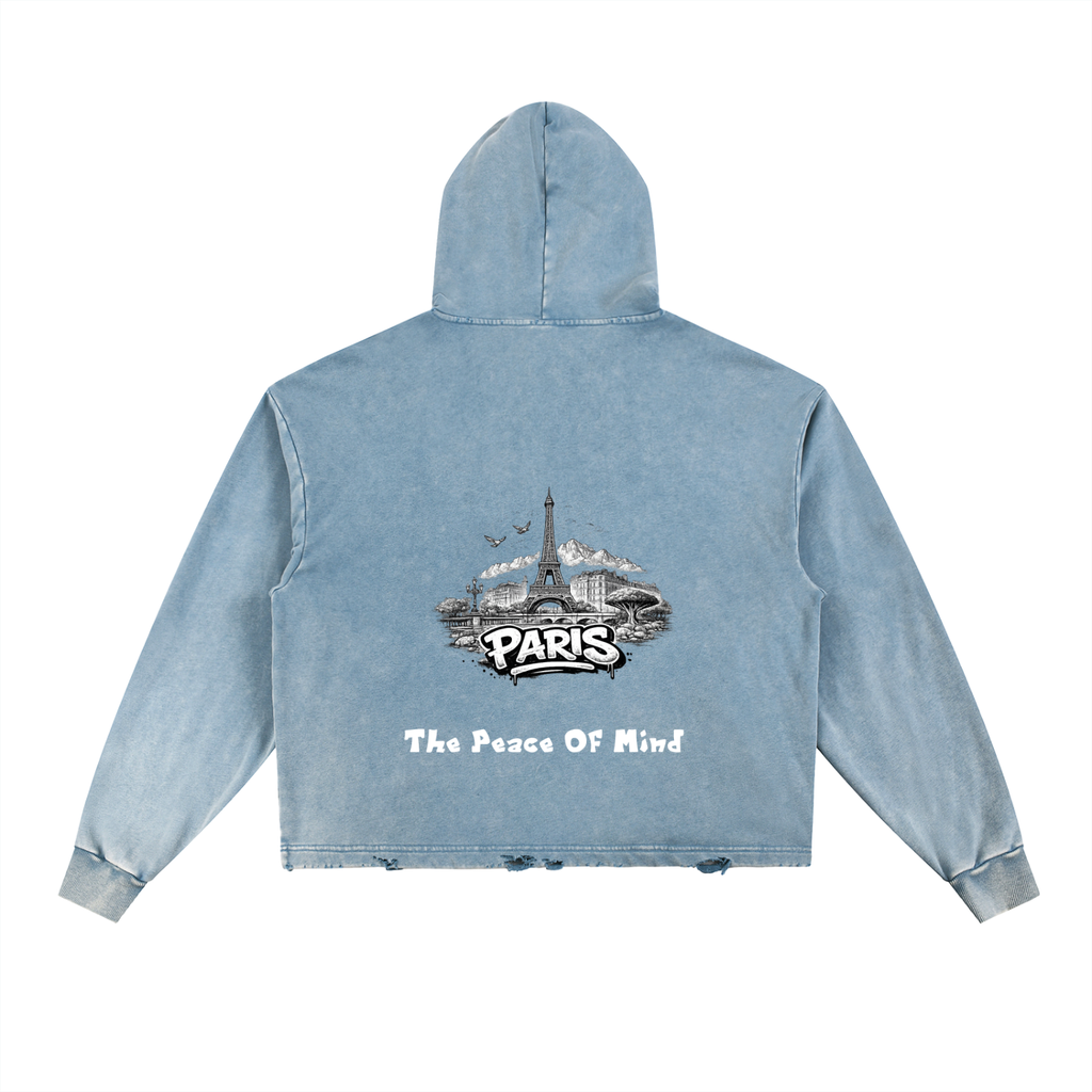 Vintage Washed Frayed-Hem Hoodie