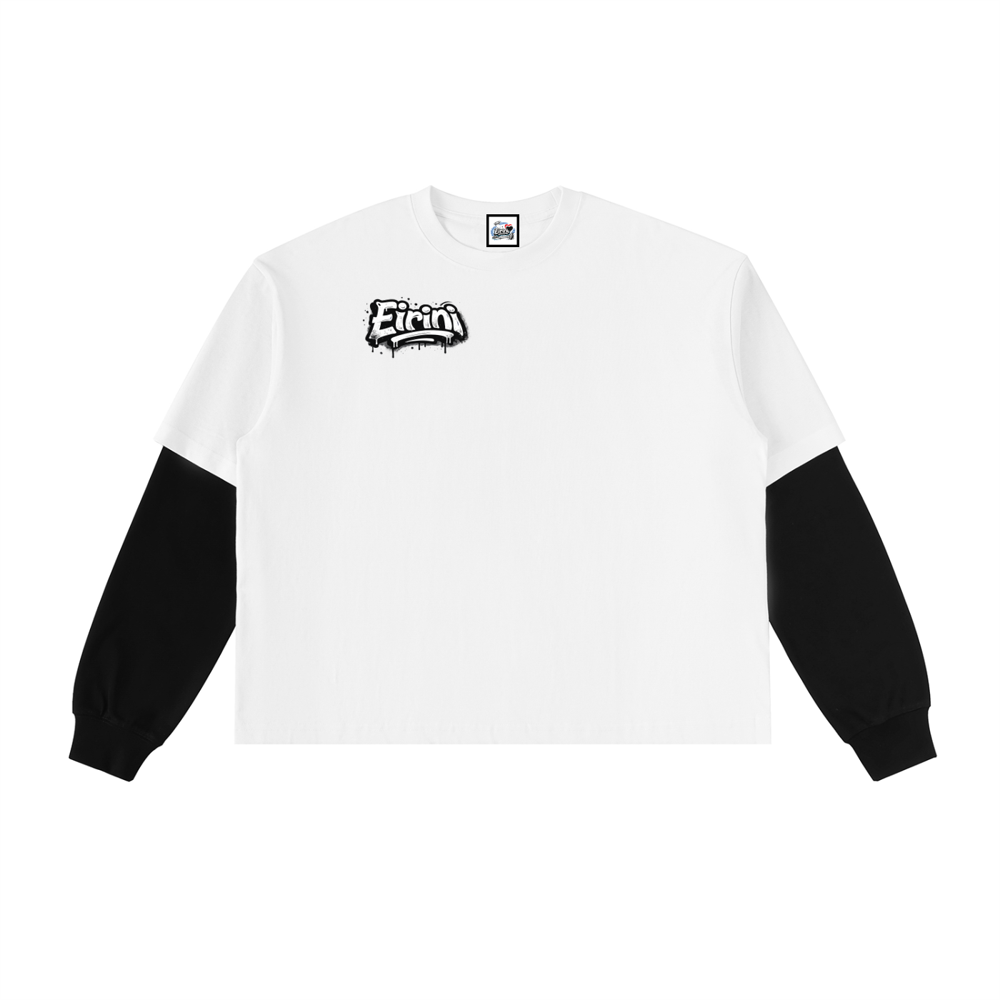 Layered Contrast Sleeve Cotton T-Shirt