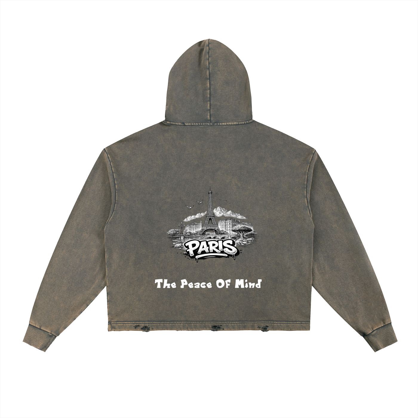 Vintage Washed Frayed-Hem Hoodie