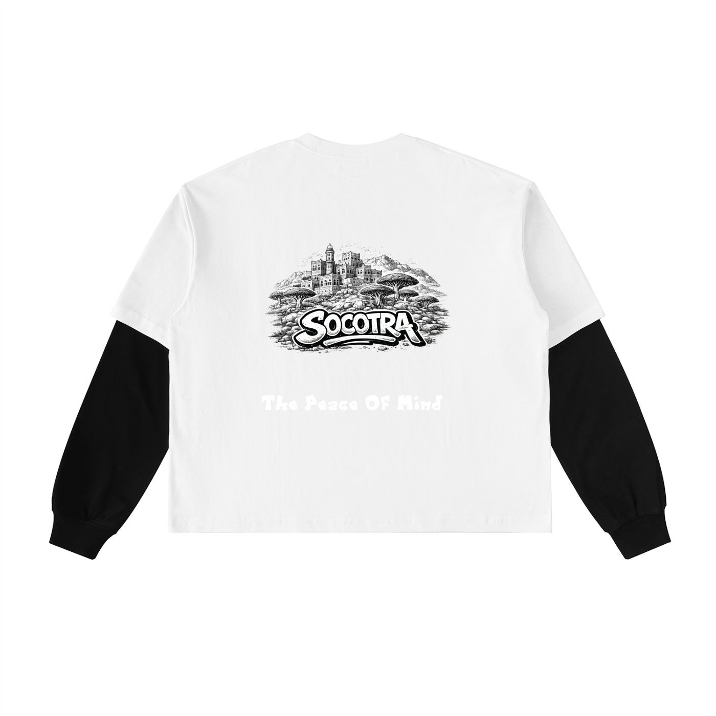 Layered Contrast Sleeve Cotton T-Shirt