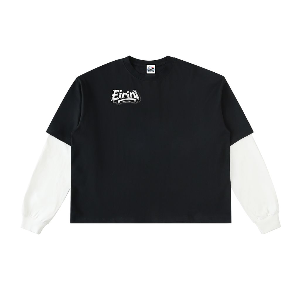 Layered Contrast Sleeve Cotton T-Shirt