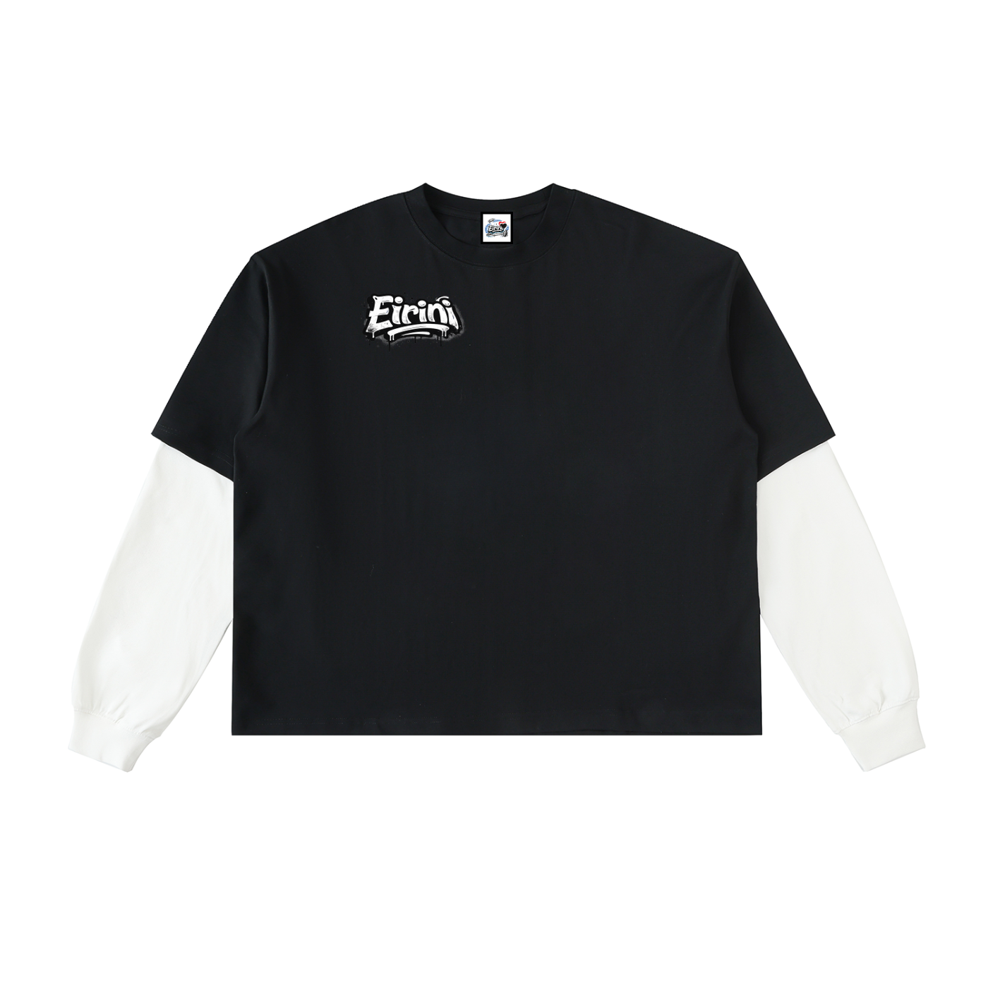 Layered Contrast Sleeve Cotton T-Shirt