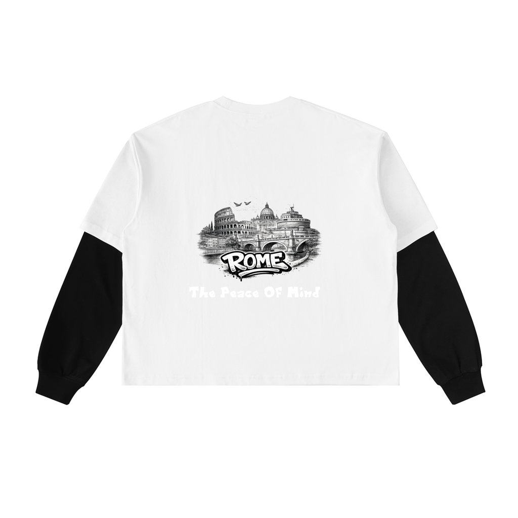 Layered Contrast Sleeve Cotton T-Shirt