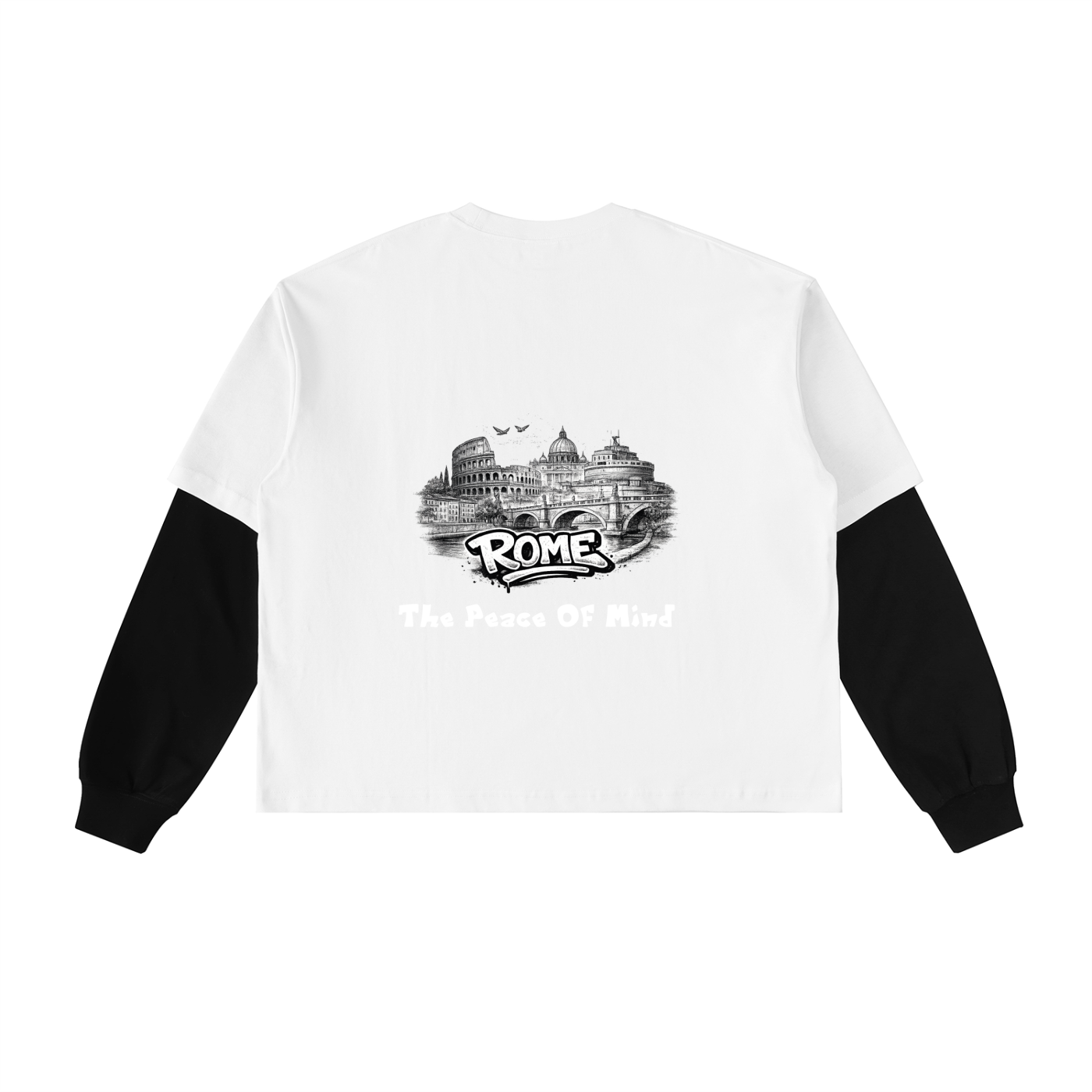 Layered Contrast Sleeve Cotton T-Shirt