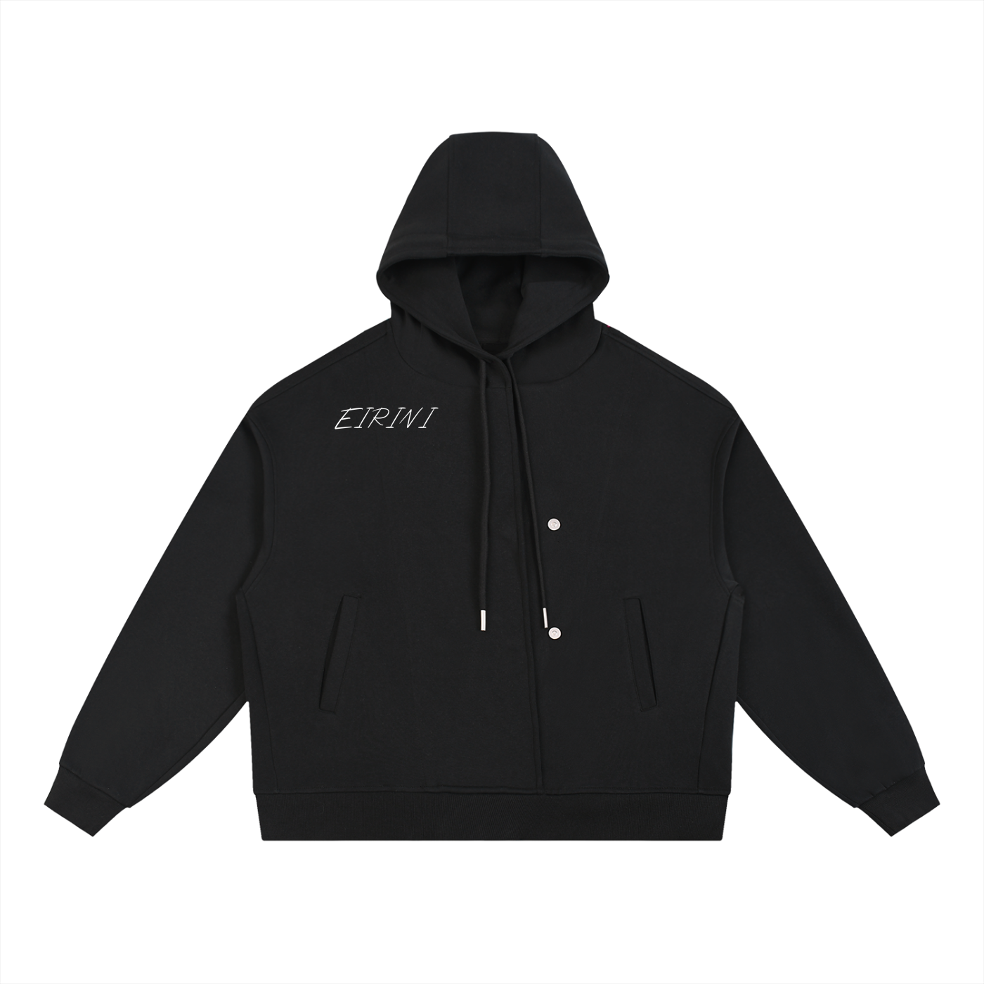 Boxy Button Placket Hoodie