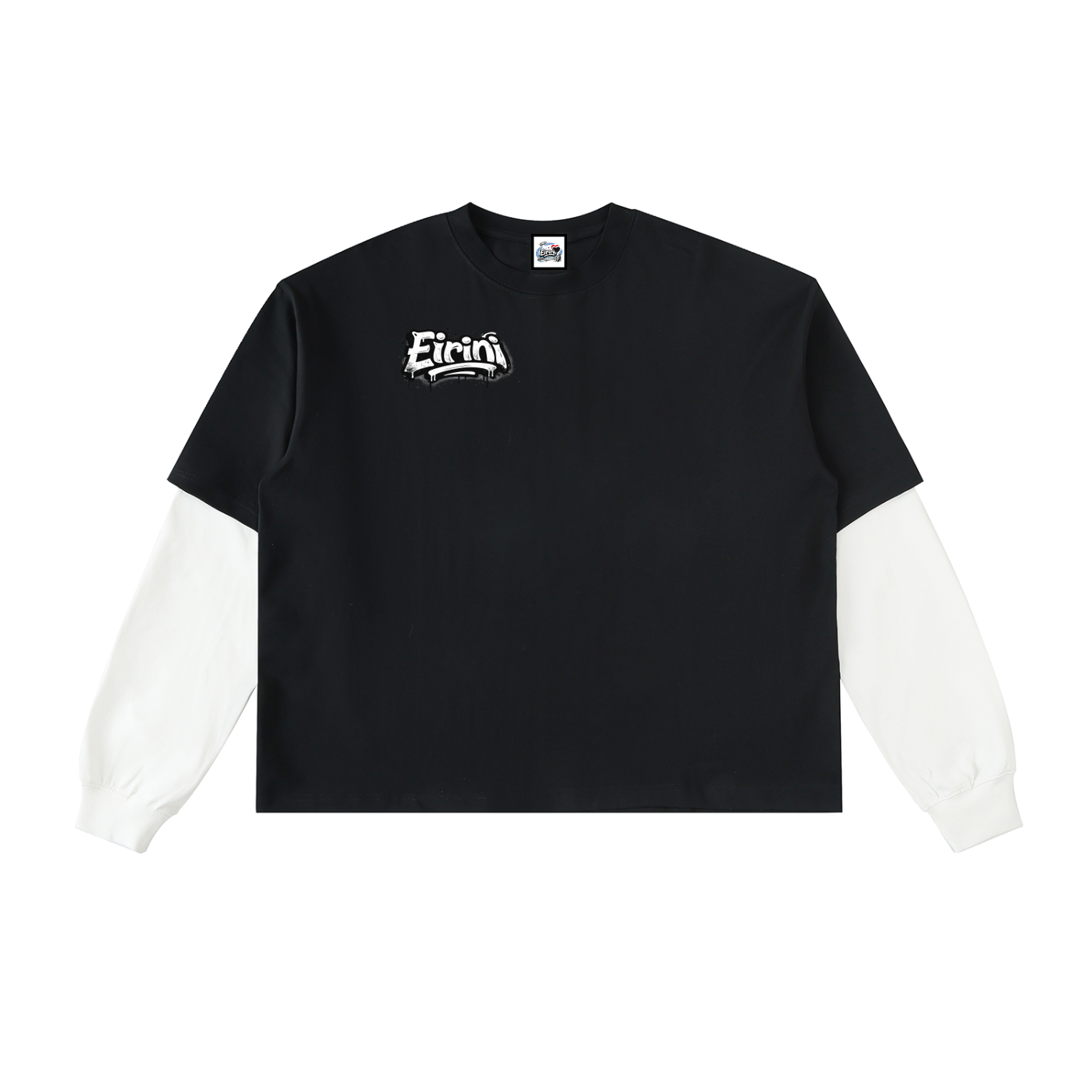 Layered Contrast Sleeve Cotton T-Shirt