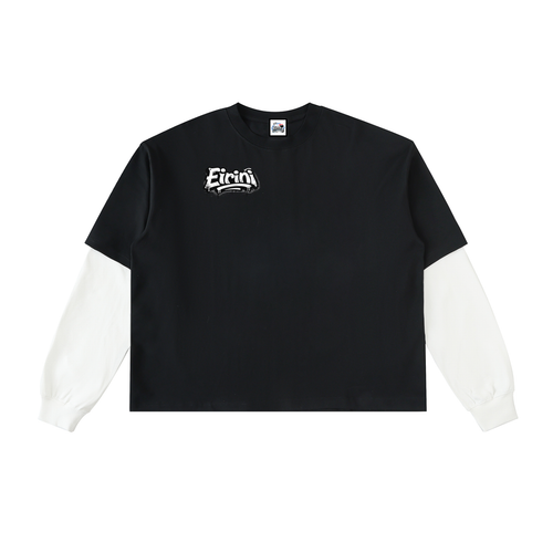 Layered Contrast Sleeve Cotton T-Shirt