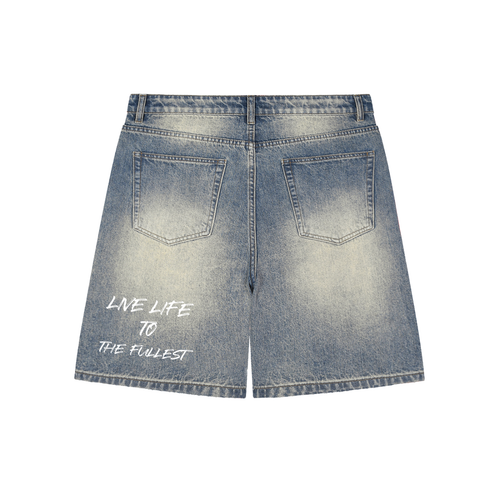 Faded Distressed Baggy Denim Shorts