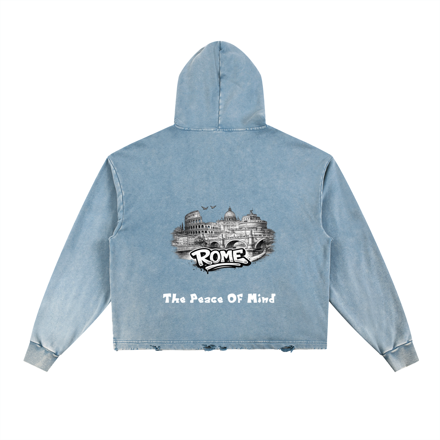 Vintage Washed Frayed-Hem Hoodie