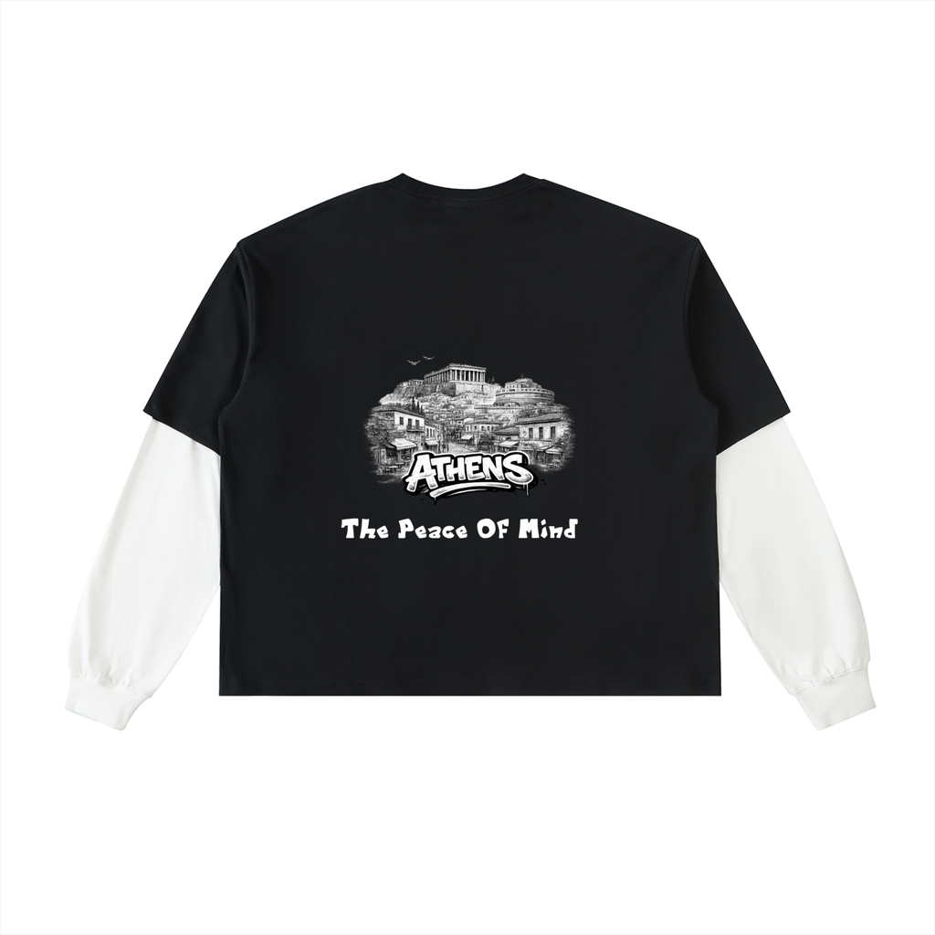 Layered Contrast Sleeve Cotton T-Shirt