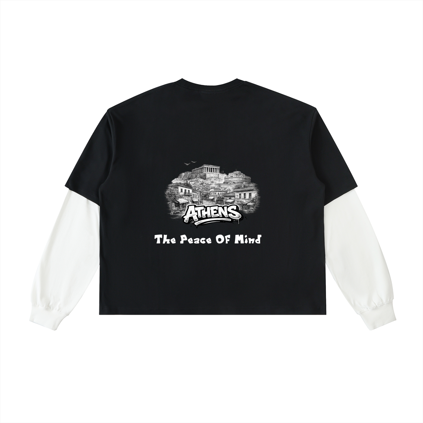 Layered Contrast Sleeve Cotton T-Shirt