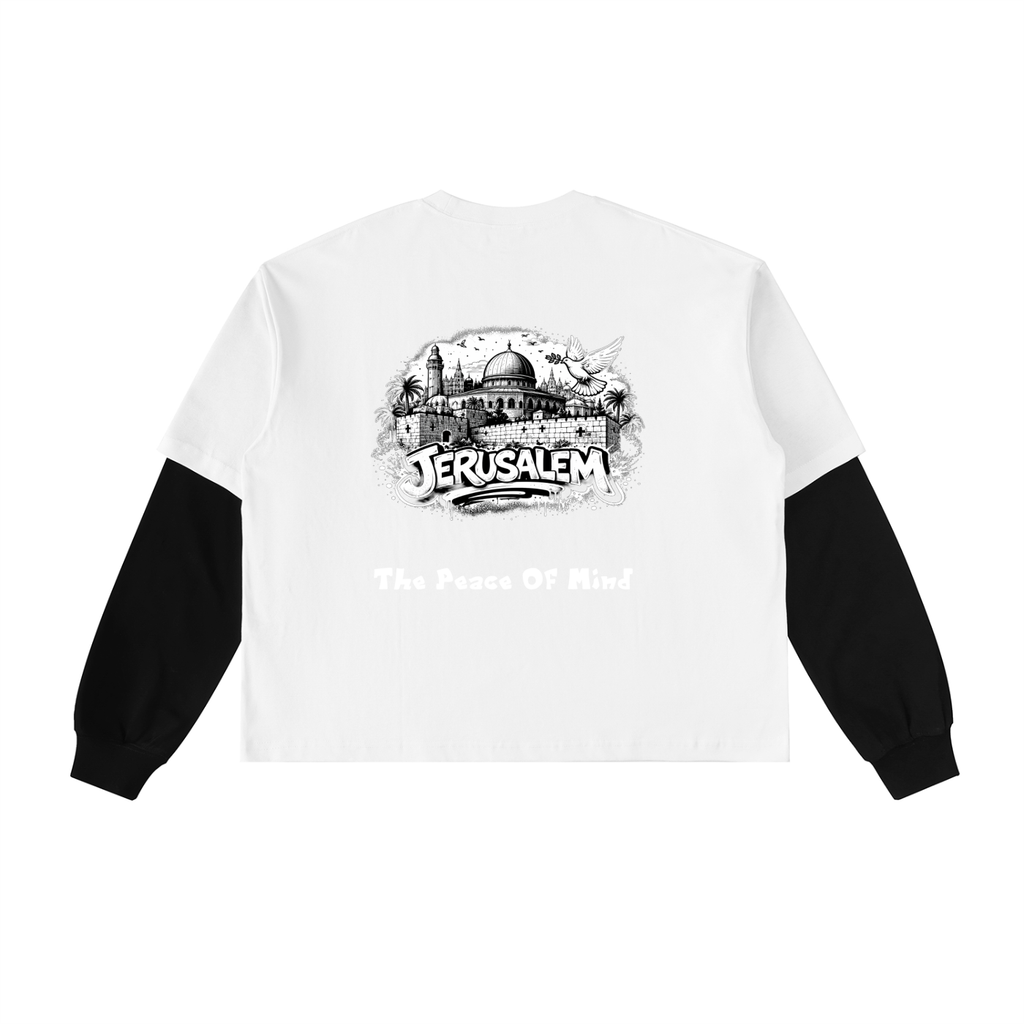 Layered Contrast Sleeve Cotton T-Shirt