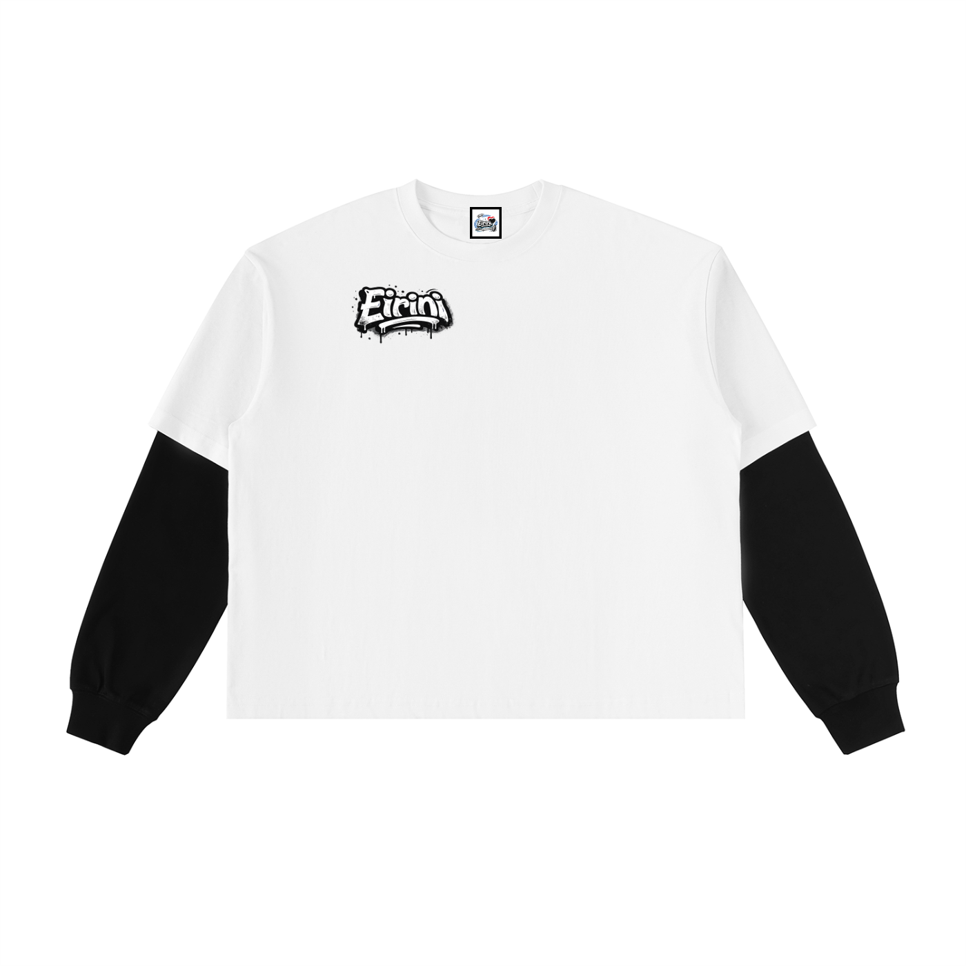 Layered Contrast Sleeve Cotton T-Shirt