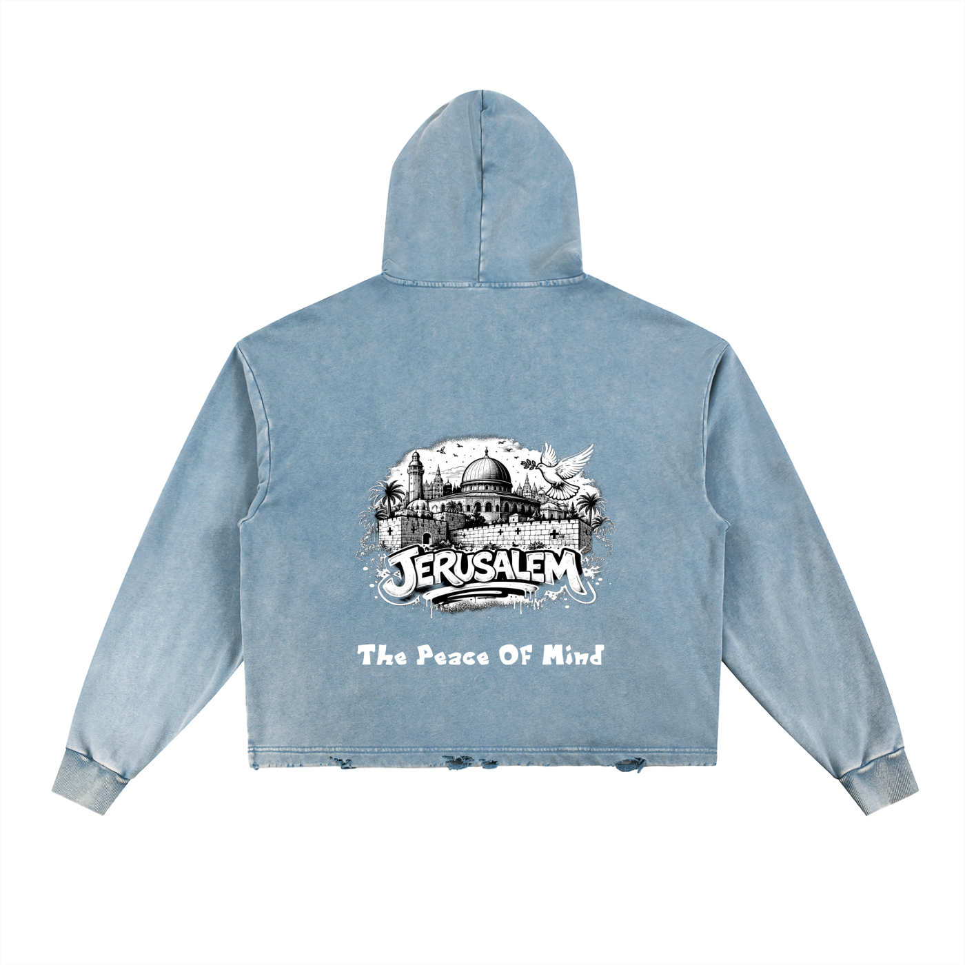 Vintage Washed Frayed-Hem Hoodie