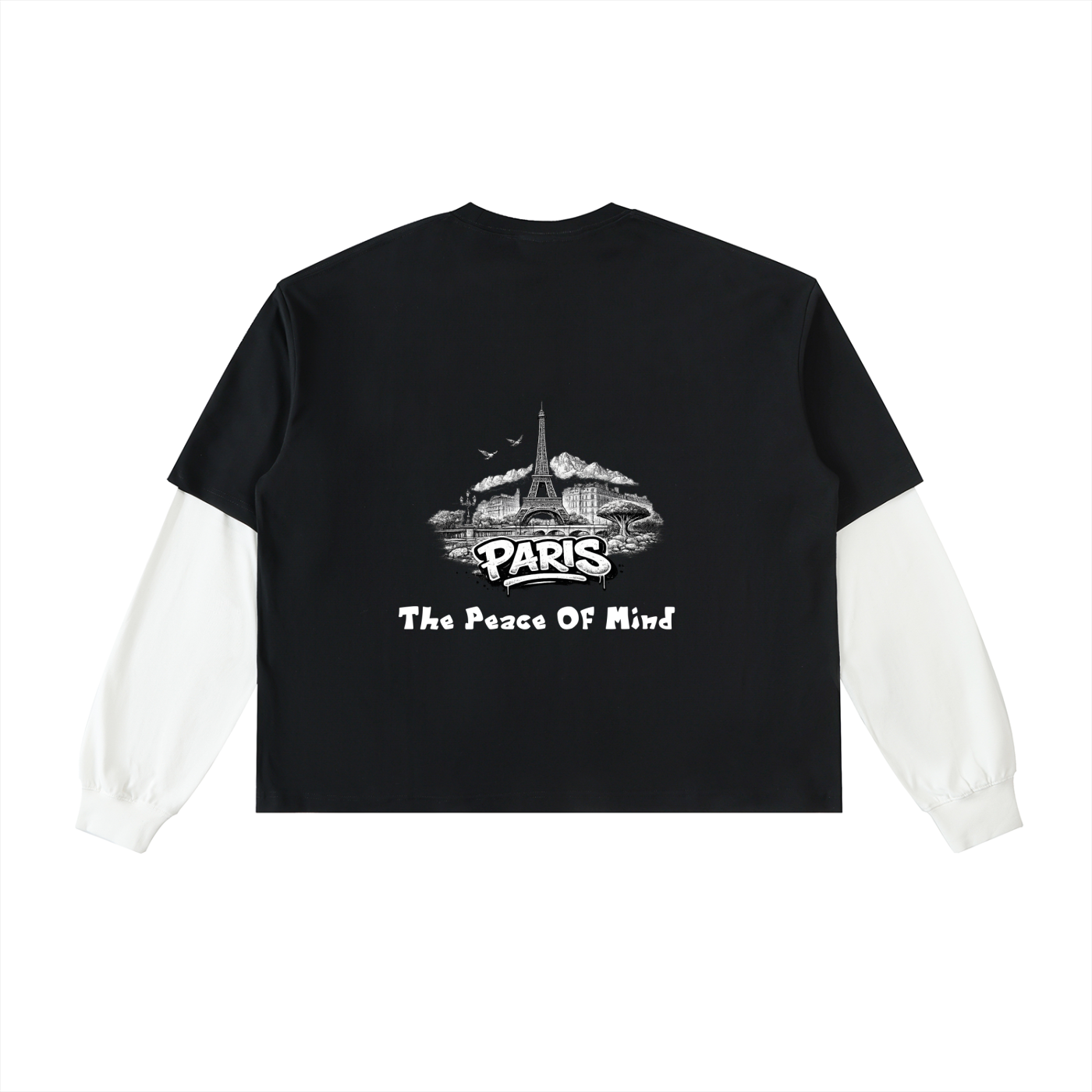 Layered Contrast Sleeve Cotton T-Shirt