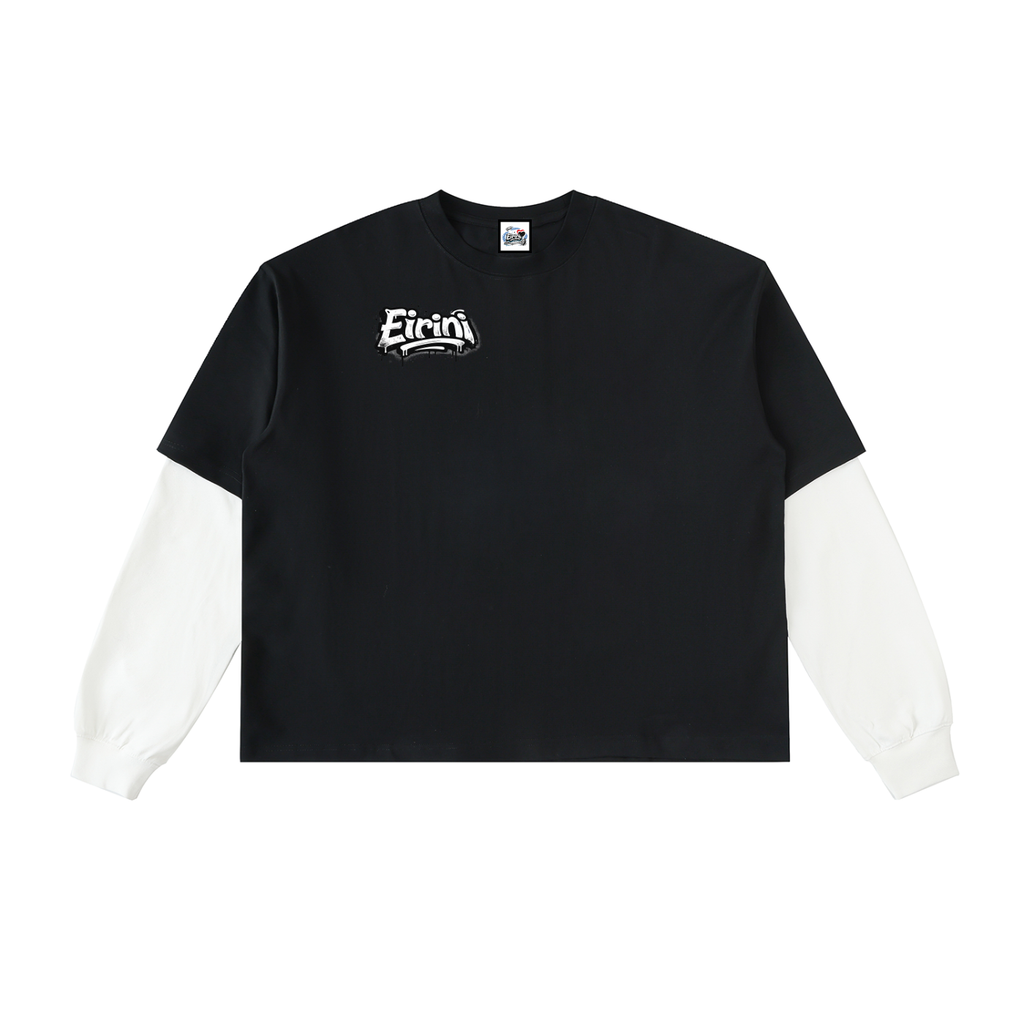 Layered Contrast Sleeve Cotton T-Shirt