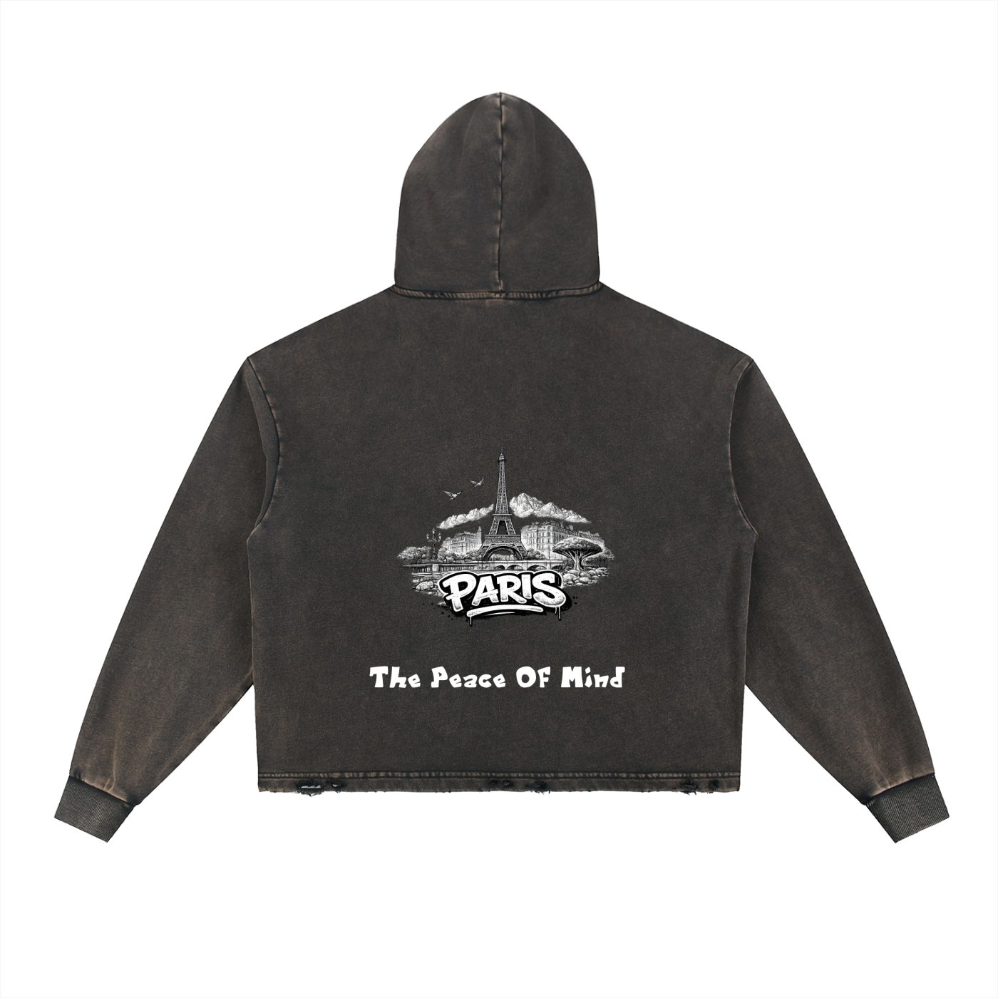 Vintage Washed Frayed-Hem Hoodie