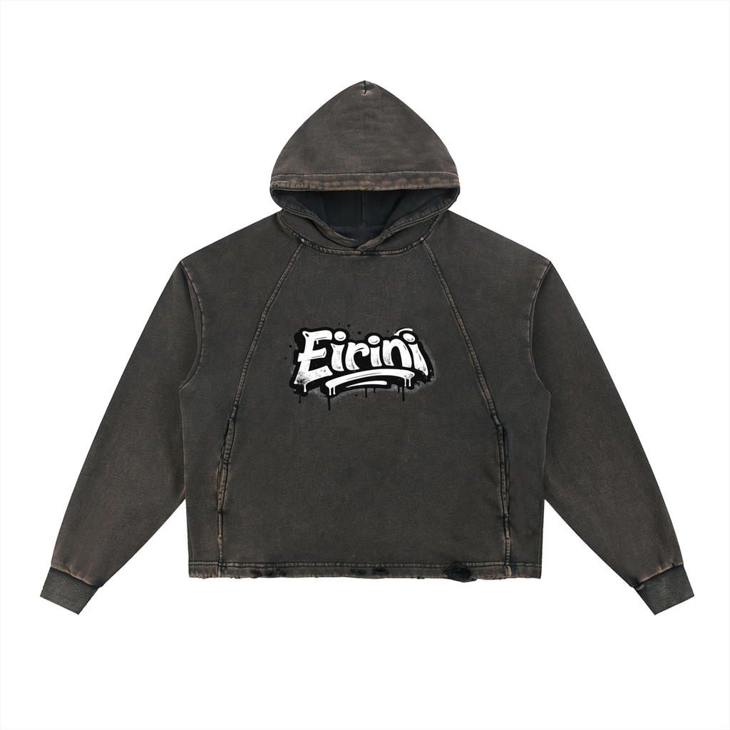 Vintage Washed Frayed-Hem Hoodie